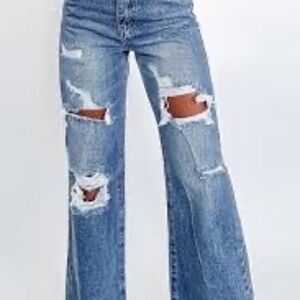 Womens Blue Steel Jeans Acid Wash Distressed Size 36